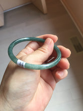 Load image into Gallery viewer, 56.8mm Certified Type A 100% Natural dark green/blue/gray with Guatemala slim round cut Jadeite bangle PJ93-3450