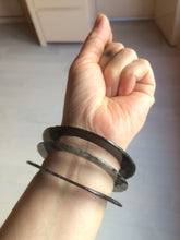 Load image into Gallery viewer, 51-52mm Certified Type A 100% Natural black (Wuji) flat style Jadeite Jade jingle bangle group w107