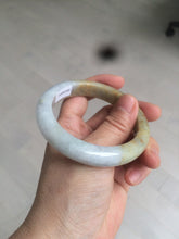 Load image into Gallery viewer, 55.5 mm Certified type A 100% Natural green/yellow/light purple with red floating flowers Jadeite bangle AZ84-1645