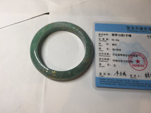 Load image into Gallery viewer, 56mm 100% Natural type A green/gray carved flowers and golden-painted Jadeite Jade bangle PB249-5681