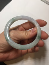 Load image into Gallery viewer, 53.7mm Certified Type A 100% Natural green/purple/white with green flying flower slim Jadeite Jade bangle K117