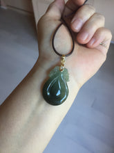 Load image into Gallery viewer, 100% Natural type A dark green/gray/black(油青) Jadeite Jade seashell (福贝) pendant group BP187
