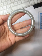 Load image into Gallery viewer, 53.2mm certified 100% Natural icy watery light beige pale pink gray nephrite bangle HN120-0082