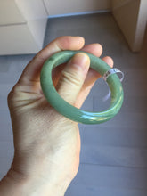 Load image into Gallery viewer, 51.5mm Certified Type A 100% Natural Oily Dark Green Gray Black(油青) Oval Jadeite Jade Bangle PE101-7127
