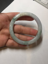 Load image into Gallery viewer, 53.7mm Certified Type A 100% Natural green/purple/white with green flying flower slim Jadeite Jade bangle K117