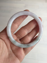 Load image into Gallery viewer, 56mm certified 100% natural type A light green/purple with green fly flowers round cut jadeite jade bangle BN56-3113