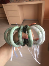 Load image into Gallery viewer, 54-63mm certified Type A 100% Natural dark green/white/black jungle camouflage color Jadeite Jade bangle group with defects GL50