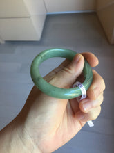 Load image into Gallery viewer, 51.5mm Certified Type A 100% Natural Oily Dark Green Gray Black(油青) Oval Jadeite Jade Bangle PE101-7127