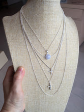 Load image into Gallery viewer, Layered silve-tone cross with 100% natural Type A white light purple gray Jadeite Pendant Necklace PF72