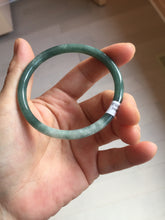 Load image into Gallery viewer, 54.9mm Certified Type A 100% Natural dark green/blue/gray with Guatemala slim round cut Jadeite bangle PJ92-3448