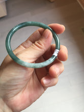 Load image into Gallery viewer, 54.9mm Certified Type A 100% Natural dark green/blue/gray with Guatemala slim round cut Jadeite bangle PJ92-3448