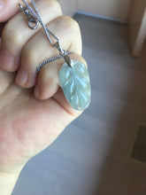 Load image into Gallery viewer, 100% natural type A icy watery light green blue gray Guatemala jadeite leaf pendant PD5