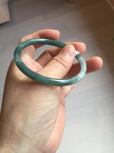 Load image into Gallery viewer, 54.9mm Certified Type A 100% Natural dark green/blue/gray with Guatemala slim round cut Jadeite bangle PJ92-3448