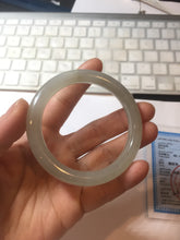 Load image into Gallery viewer, 53.2mm certified 100% Natural icy watery light beige pale pink gray nephrite bangle HN120-0082