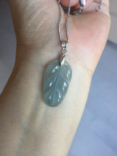 Load image into Gallery viewer, 100% natural type A icy watery light green blue gray Guatemala jadeite leaf pendant PD5