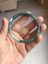 Load image into Gallery viewer, 54.9mm Certified Type A 100% Natural dark green/blue/gray with Guatemala slim round cut Jadeite bangle PJ92-3448