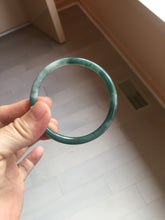 Load image into Gallery viewer, 54.9mm Certified Type A 100% Natural dark green/blue/gray with Guatemala slim round cut Jadeite bangle PJ92-3448