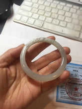 Load image into Gallery viewer, AllaboutjadeCanada.com only 52.2mm certified 100% Natural icy watery light beige pale pink(藕粉) gray white nephrite bangle HN121-0066