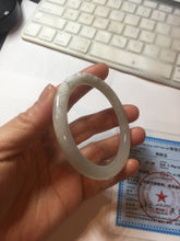 Load image into Gallery viewer, AllaboutjadeCanada.com only 52.2mm certified 100% Natural icy watery light beige pale pink(藕粉) gray white nephrite bangle HN121-0066