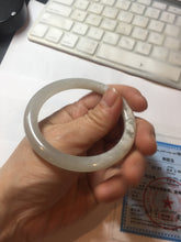 Load image into Gallery viewer, AllaboutjadeCanada.com only 52.2mm certified 100% Natural icy watery light beige pale pink(藕粉) gray white nephrite bangle HN121-0066
