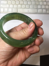 Load image into Gallery viewer, 54mm 100% Natural icy watery blue/black/gray Xiu Jade Serpentine bangle XY126