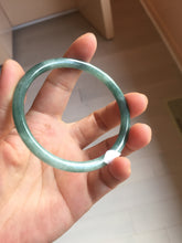 Load image into Gallery viewer, 57.6mm Certified Type A 100% Natural dark green/blue/gray with Guatemala slim round cut Jadeite bangle PJ91-3451