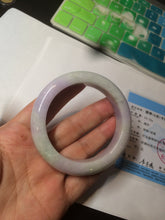 Load image into Gallery viewer, 53mm Certified 100% natural Type A olive green/white/purple jadeite jade bangle AZ2-0466