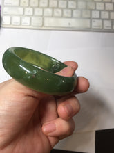 Load image into Gallery viewer, 54mm 100% Natural icy watery blue/black/gray Xiu Jade Serpentine bangle XY126