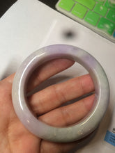 Load image into Gallery viewer, 53mm Certified 100% natural Type A olive green/white/purple jadeite jade bangle AZ2-0466