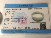 Load image into Gallery viewer, 53.1mm Certified Type A 100% Natural light green white with green floating flowers thin jadeite Jade bangle BS164-1595