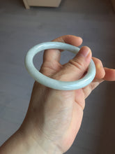 Load image into Gallery viewer, 55.5mm certified 100% natural Type A light green white round cut jadeite jade bangle BS2-9564