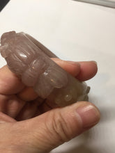 Load image into Gallery viewer, 55mm 100% natural pink yellow carved Peony and money jars Quartzite (Shetaicui jade) bangle SY103