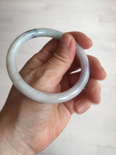 Load image into Gallery viewer, 57mm certified 100% natural type A light green/purple/yellow(FU LU SHOU) with green fly flowers round cut jadeite jade bangle BN54-3124