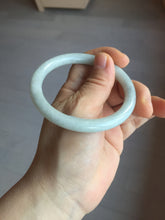 Load image into Gallery viewer, 55.5mm certified 100% natural Type A light green white round cut jadeite jade bangle BS2-9564