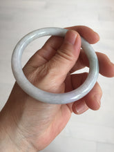 Load image into Gallery viewer, 57mm certified 100% natural type A light green/purple/yellow(FU LU SHOU) with green fly flowers round cut jadeite jade bangle BN54-3124