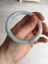 Load image into Gallery viewer, 57mm certified 100% natural type A light green/purple/yellow(FU LU SHOU) with green fly flowers round cut jadeite jade bangle BN54-3124