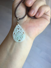 Load image into Gallery viewer, 100% Natural type A light green purple white openwork jadeite pendant BP183