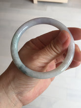 Load image into Gallery viewer, 57mm certified 100% natural type A light green/purple/yellow(FU LU SHOU) with green fly flowers round cut jadeite jade bangle BN54-3124
