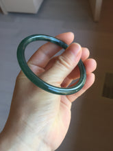 Load image into Gallery viewer, Sold! please don't oder. Thanks. 57mm Certified Type A 100% Natural dark green/blue/gray round cut Guatemala Jadeite jade bangle PJ15-9676