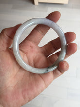 Load image into Gallery viewer, 57mm certified 100% natural type A light green/purple/yellow(FU LU SHOU) with green fly flowers round cut jadeite jade bangle BN54-3124