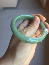 Load image into Gallery viewer, 52.5mm Certified Type A 100% Natural Oily Dark Green Gray Black(油青) Oval Jadeite Jade Bangle PE105-7129