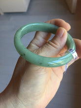 Load image into Gallery viewer, 52.5mm Certified Type A 100% Natural Oily Dark Green Gray Black(油青) Oval Jadeite Jade Bangle PE105-7129