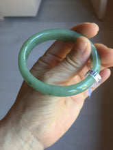 Load image into Gallery viewer, 52.5mm Certified Type A 100% Natural Oily Dark Green Gray Black(油青) Oval Jadeite Jade Bangle PE105-7129