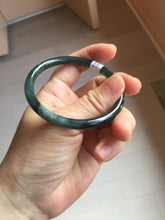 Load image into Gallery viewer, 55.5mm Certified Type A 100% Natural dark green/blue/gray/black Guatemala slim round cut Jadeite bangle AZ168-3455