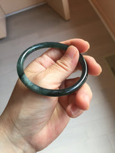 Load image into Gallery viewer, 55.5mm Certified Type A 100% Natural dark green/blue/gray/black Guatemala slim round cut Jadeite bangle AZ168-3455