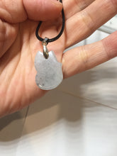Load image into Gallery viewer, 100% natural type A icy watery black/white/clear(冰乌鸡)/light green(冰绿乌鸡) jadeite fox pendant necklace AA123