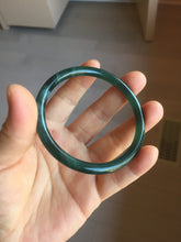 Load image into Gallery viewer, Sold! please don't oder. Thanks. 57mm Certified Type A 100% Natural dark green/blue/gray round cut Guatemala Jadeite jade bangle PJ15-9676