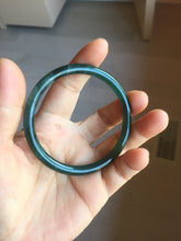 Load image into Gallery viewer, Sold! please don't oder. Thanks. 57mm Certified Type A 100% Natural dark green/blue/gray round cut Guatemala Jadeite jade bangle PJ15-9676