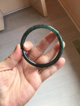 Load image into Gallery viewer, 55.5mm Certified Type A 100% Natural dark green/blue/gray/black Guatemala slim round cut Jadeite bangle AZ168-3455