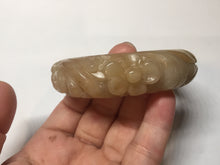 Load image into Gallery viewer, 55.5mm 100% natural yellow orange purple carved flowers Quartzite (Shetaicui jade) bangle SY104